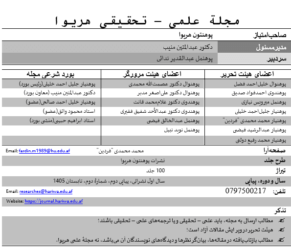هیئت تحریر مجله علمی – تحقیقی هریوا